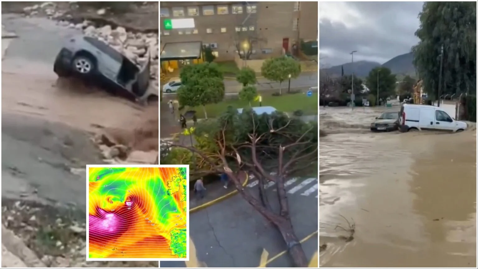 Caos en España: fuertes vientos arrastran a personas y provocan destrozos